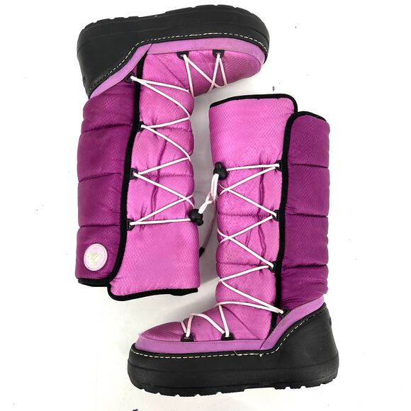 Crocs Women's Pink Purple Insulated Tall Cosmo Moon Snow Boots (6) - Picture 7 of 9